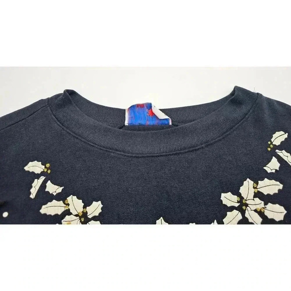 Vtg Turtle Bay Women's Navy Christmas Snow Holiday Crewneck Sweater - Picture 4 of 12